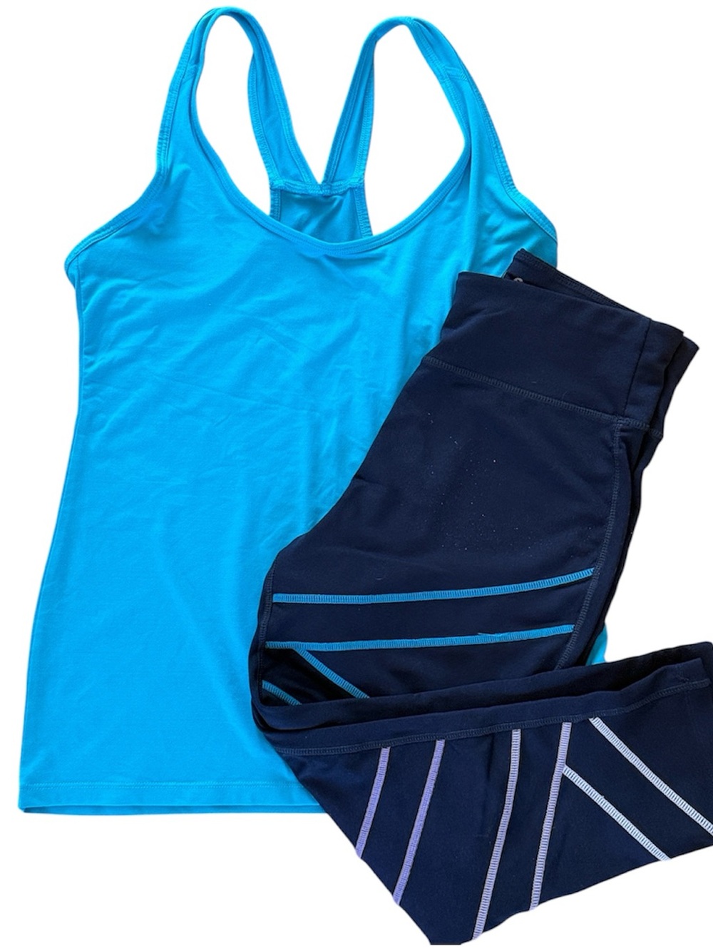 C9 BY CHAMPION ATHLETIC CAPRI LEGGING RACERBACK TANK MULTICOLOR LASER PRINT MED